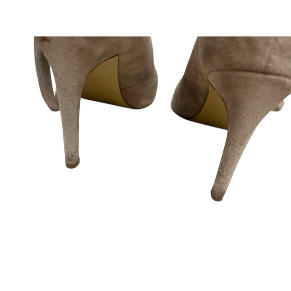 BCBGeneration Beige Taupe Suede Ellah Pumps Tie Wrap High Heels Stilettos Size 8 - Picture 7 of 16
